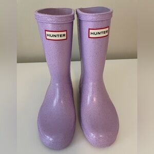 Hunter Lavender Glitter Rubber Rain Boots